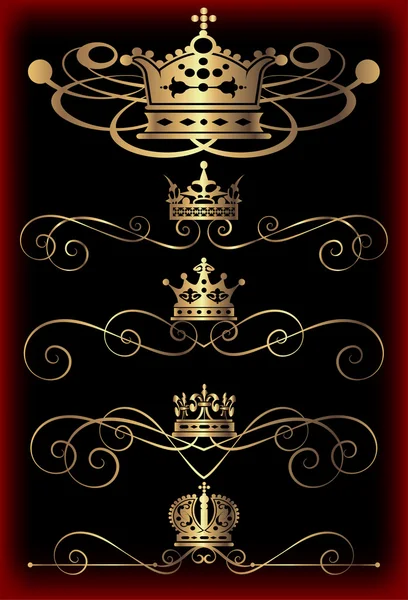 向量组。维多利亚时代的卷轴和皇冠。装饰元素. — 图库矢量图片
