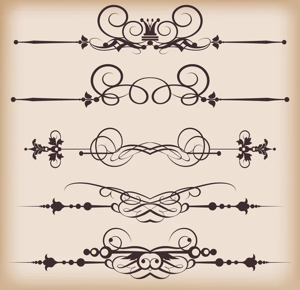 Vector set. Victorian Scrolls and crown. — Stock Vector