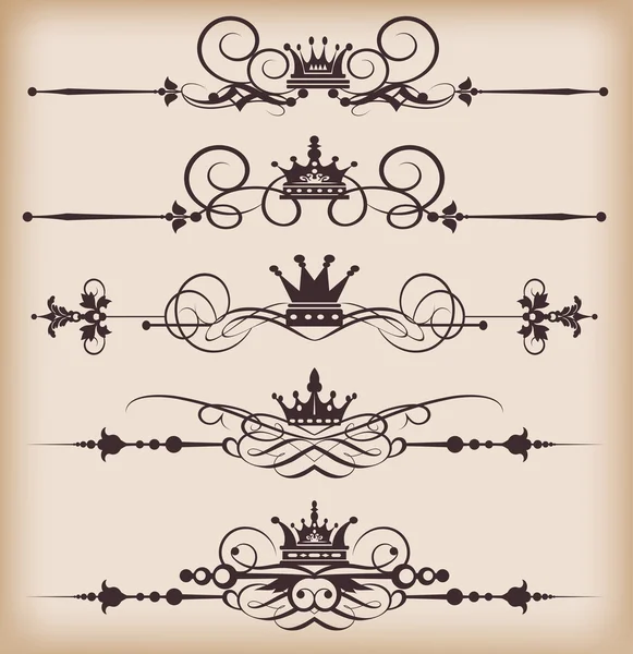 Vector set. Victorian Scrolls and crown. — Stock Vector