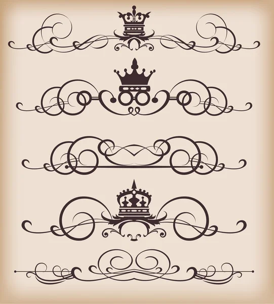 Vector set. Victorian Scrolls and crown. — Stock Vector