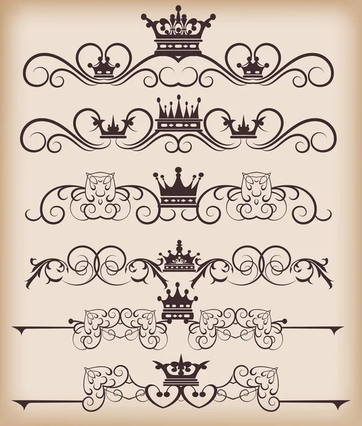 Vector set. Victorian Scrolls and crown. — Stock Vector