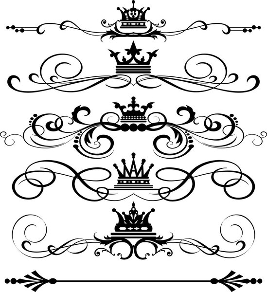 Векторный набор. Викторианские свитки. Декоративные элементы
