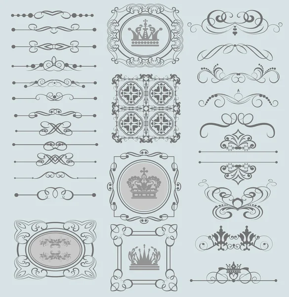 Conjunto de vectores. Pergaminos victorianos. Elementos decorativos — Vector de stock