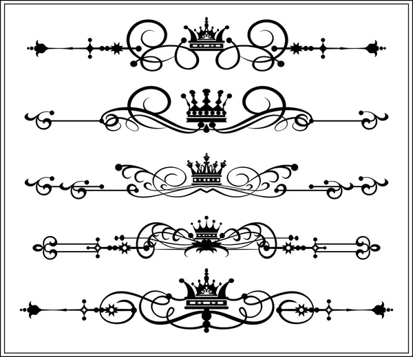 Conjunto de vectores. Pergaminos victorianos. Elementos decorativos — Archivo Imágenes Vectoriales