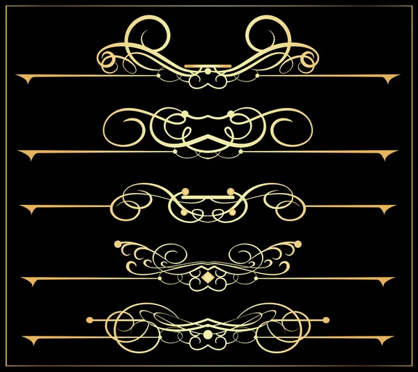 Vector set. Victorian Scrolls and crown. Gold decorative elements. — Stock Vector