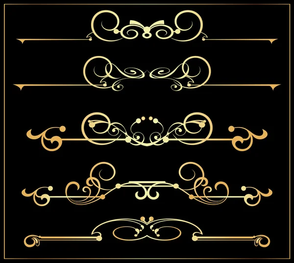 Vector set. Victorian Scrolls and crown. Gold decorative elements. — Stock Vector