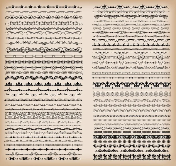 Fronteras. Set de para diseño. Elementos de diseño caligráfico . — Vector de stock