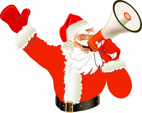 Santa Claus with a megaphone. — Stock Vector
