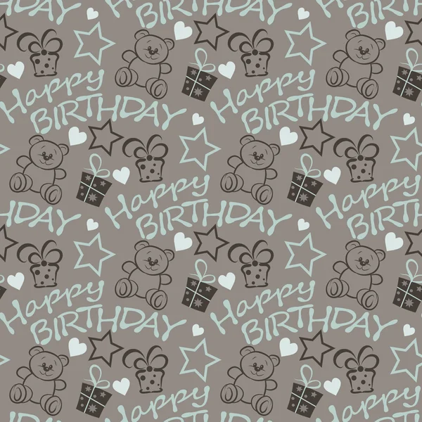 Happy Birthday seamless pattern texture background paper for packing gifts — Stock Vector