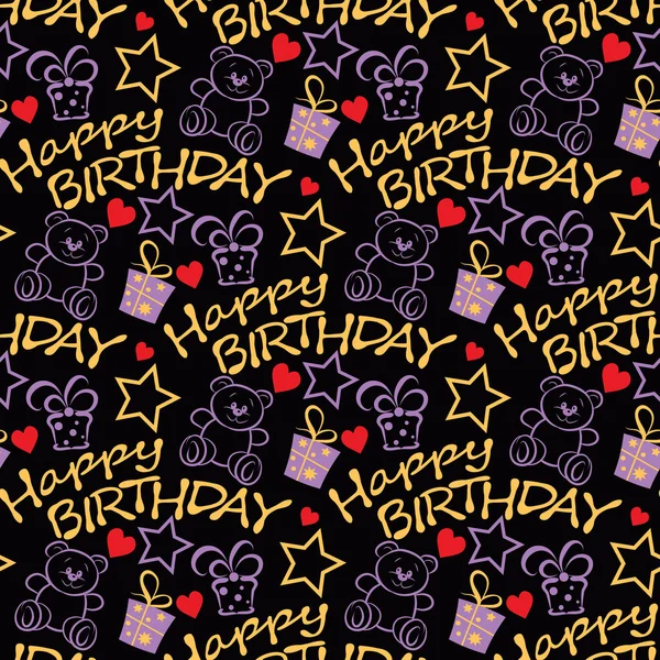 Alles Gute zum Geburtstag nahtlose Muster Textur Hintergrundpapier zum Verpacken von Geschenken — Stockvektor
