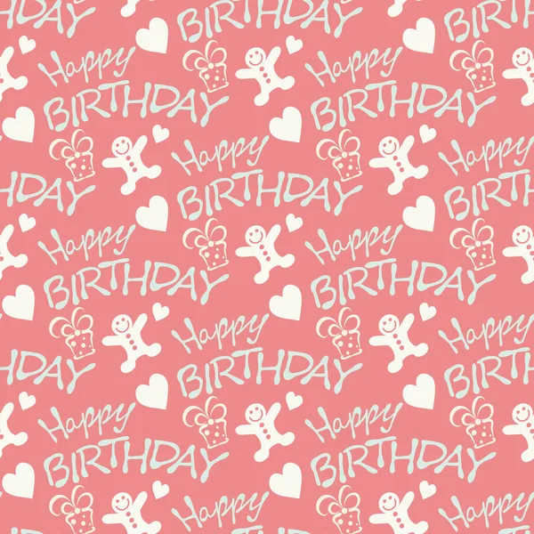Feliz cumpleaños sin costuras patrón textura fondo papel para regalos de embalaje — Archivo Imágenes Vectoriales