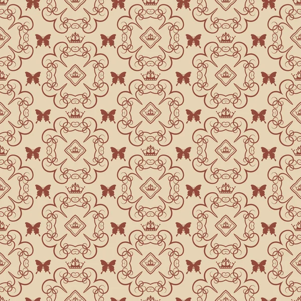 Damask decorative wallpaper for walls vector vintage seamless patterns — Stock Vector