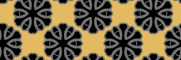 Dekorative Hintergrundmuster Kaleidoskop Stil Schwarz Goldgrau Nahtloses Muster Textur Vektorkunst — Stockvektor