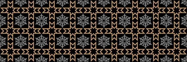 Achtergrond Patroon Met Decoratieve Vintage Stijl Ornament Een Zwarte Achtergrond — Stockvector