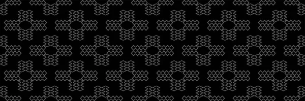 Dunkles Hintergrundmuster Mit Grauem Zierornament Auf Schwarzem Hintergrund Nahtloses Muster — Stockvektor