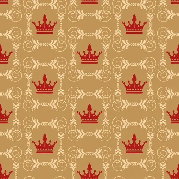 Altın arka planda bordo kaplamalı kraliyet arkaplan deseni. Duvar kağıdı ve dokular için kusursuz bir arkaplan. Vektör resmi.