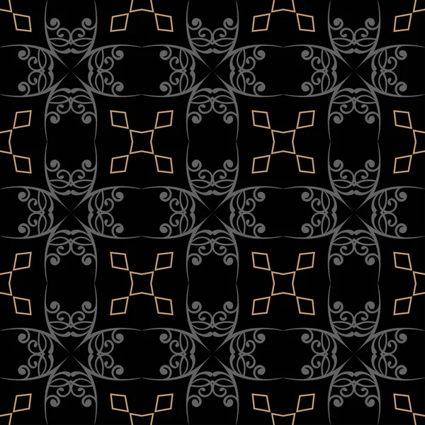 Abstracte Achtergrond Patroon Met Decoratieve Ornament Een Zwarte Achtergrond Naadloze — Stockvector