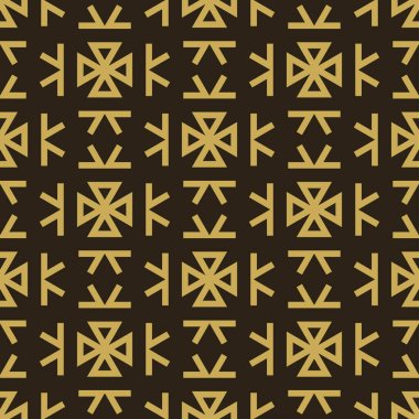 Sarı arka planda basit elementlerle dekoratif arkaplan deseni. Duvar kağıdı ve dokular için kusursuz bir arkaplan. Vektör illüstrasyonu.