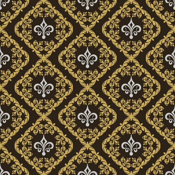 Vintage Background Pattern Royal Style Black Background Seamless Background Wallpaper — Stock Vector