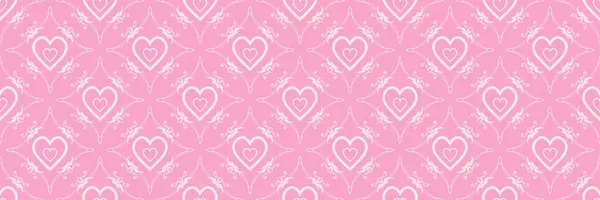 Imagen Fondo Romántica Con Corazones Elementos Decorativos Sobre Fondo Rosa — Vector de stock