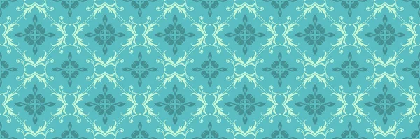 Imagen Fondo Abstracta Con Ornamentos Florales Sobre Fondo Azul Verde — Vector de stock