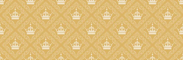 Симпатичные Фоновые Изображения Королевском Стиле Золотом Фоне Бесшовный Фон Обоев — стоковый вектор