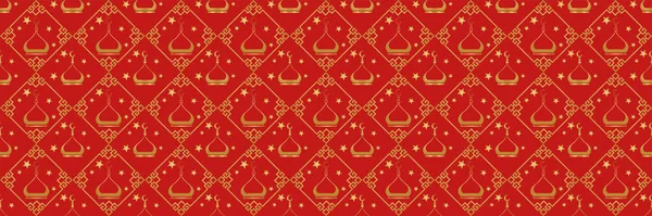 Piękny Obraz Tła Złotymi Elementami Dekoracyjnymi Czerwonym Tle Wakacje Ramadan — Wektor stockowy