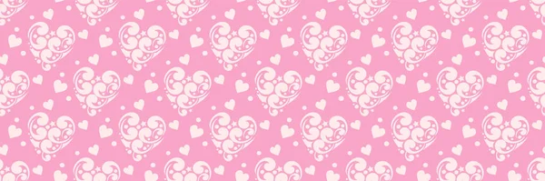 Linda Imagen Fondo Con Corazones Decorativos Sobre Fondo Rosa Para — Vector de stock