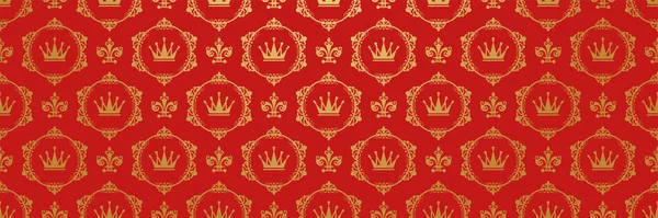Фоновый Узор Золотым Декоративным Орнаментом Королевском Стиле Красном Фоне Вашего — стоковый вектор