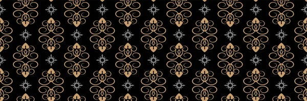 Altmodisches Hintergrundmuster Mit Dekorativen Ornamenten Auf Schwarzem Hintergrund Für Ihr — Stockvektor