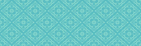 Modello Sfondo Con Ornamento Floreale Geometrico Decorativo Sfondo Blu Vostro — Vettoriale Stock