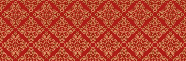あなたのデザインのための赤い背景に装飾的な花の装飾と美しい背景パターン テクスチャのためのシームレスな背景 ベクターイラスト — ストックベクタ
