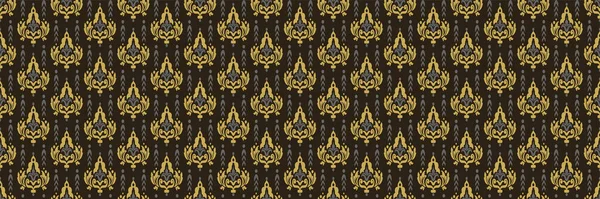 あなたのデザイン シームレスなパターン 壁紙のテクスチャの黒の背景に金の要素と民族スタイルの背景パターン ベクターイラスト — ストックベクタ