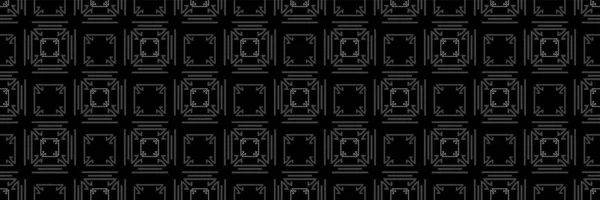 Dunkles Hintergrundmuster Mit Abstrakten Geometrischen Grauen Ornamenten Auf Schwarzem Hintergrund — Stockvektor