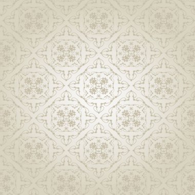 Tasarım projeleriniz için gümüş zemin üzerinde etnik süslemeler bulunan klasik tarzda soyut arkaplan deseni, düz dizaynlı duvar kağıdı desenleri.
