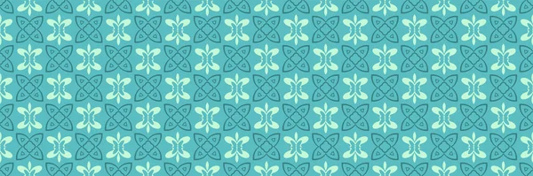 Hermoso Patrón Sin Costuras Con Adornos Decorativos Tonos Azul Verde — Vector de stock