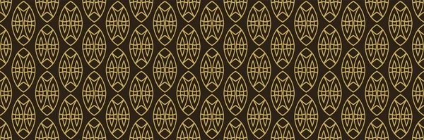 Модный Бесшовный Узор Этническом Стиле Золотыми Орнаментами Черном Фоне Векторное — стоковый вектор