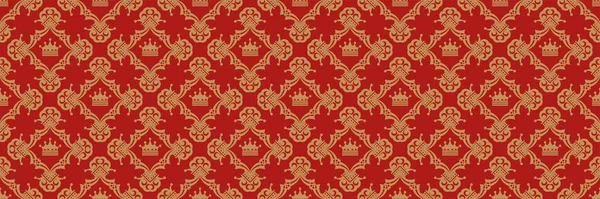 Utsmyckad Bakgrund Mönster Kunglig Stil Röd Bakgrund Sömlös Tapettextur Vektorillustration — Stock vektor