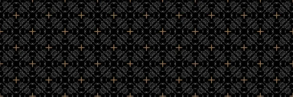 黒の背景に装飾的な幾何学的な装飾とトレンディな背景パターン シームレスな壁紙のテクスチャ ベクトル画像 — ストックベクタ