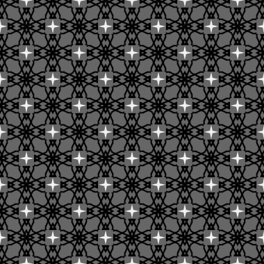 Gri arka planda geometrik süslemeli soyut arkaplan deseni. Kusursuz duvar kağıdı dokusu. Gri arkaplan üzerinde geometrik süsleme olan vektör görüntüsü soyut arkaplan deseni. Kusursuz duvar kağıdı dokusu. Vektör resmi