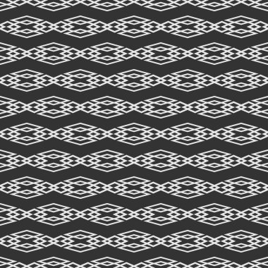 Dekoratif süslemeli arka plan deseni siyah arka planda. Kumaş doku örneği, dikişsiz duvar kağıdı. Vektör illüstrasyonu