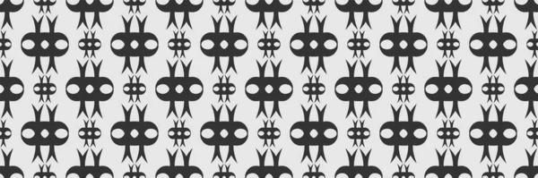 Schattig Achtergrond Patroon Met Zwarte Decoratieve Ornament Witte Achtergrond Naadloze — Stockvector
