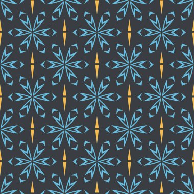 Dekoratif çiçekli dekoratif süslemeli, dikişsiz dokular ve duvar kağıtları için vektör arkaplan deseni. Düz tasarım