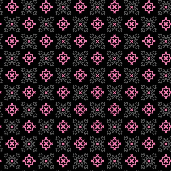 色彩斑斓的背景图案 黑色背景上有粉色和灰色元素 面料质感短袜 无缝壁纸 矢量说明 — 图库矢量图片