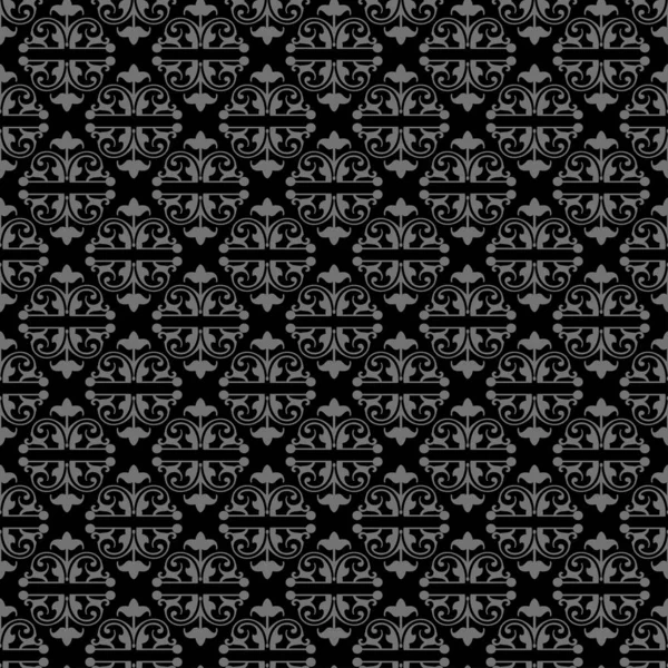 Model Fundal Ornamente Florale Decorative Fundal Negru Material Textura Swatch — Vector de stoc