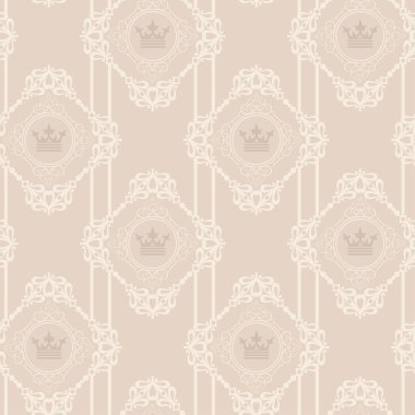 Bej bir arka planda dekoratif geometrik süslemeli arkaplan deseni. Tasarım projeleriniz için vektör illüstrasyonuName.