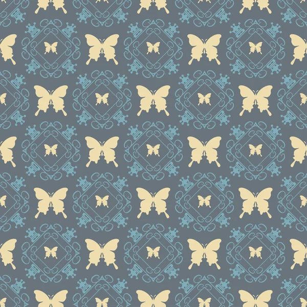 Patrón Fondo Con Mariposas Estilo Vintage Ilustración Vectorial Para Sus — Archivo Imágenes Vectoriales