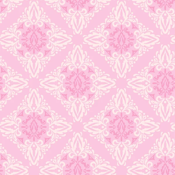 明るいピンクの背景に装飾的な花の装飾が施されたかわいい背景パターン ファブリックテクスチャウォッチ シームレスな壁紙 ベクターイラスト — ストックベクタ