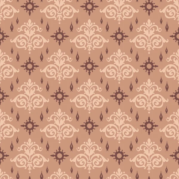 Background Pattern Floral Elements Brown Background Vintage Style Fabric Texture — Stock Vector