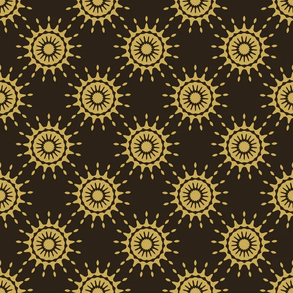 Siyah arka planda dekoratif altın süslemesi olan güzel bir arka plan deseni. Kumaş doku örneği, dikişsiz duvar kağıdı. Vektör illüstrasyonu